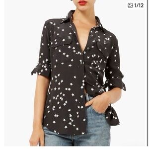 Equipment Slim Signature shirt Starry Night Print Size Med silk black